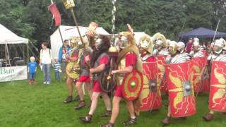 Roman Reenactment at the Amphitheatre in Caerleon Marching In [upl. by Nomzaj]