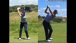 Justin Thomas golf swing  Long Iron faceon amp downtheline July 2017 [upl. by Leunas958]