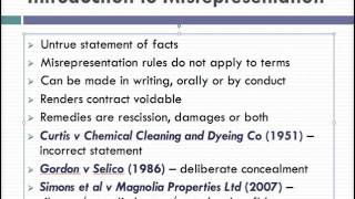 Misrepresentation Lecture 1 of 4 [upl. by Octave546]